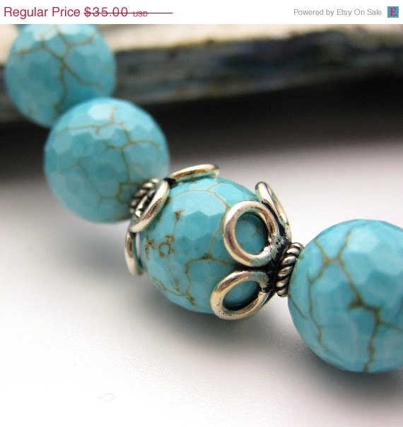 10% OFF Faceted Turquoise Beaded Bracelet under 50