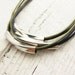Leather & Sterling Geometric Tubes Necklace / Solid Sterling Silver / Eco Friendly Leather / olive blue metallic bib statement necklace