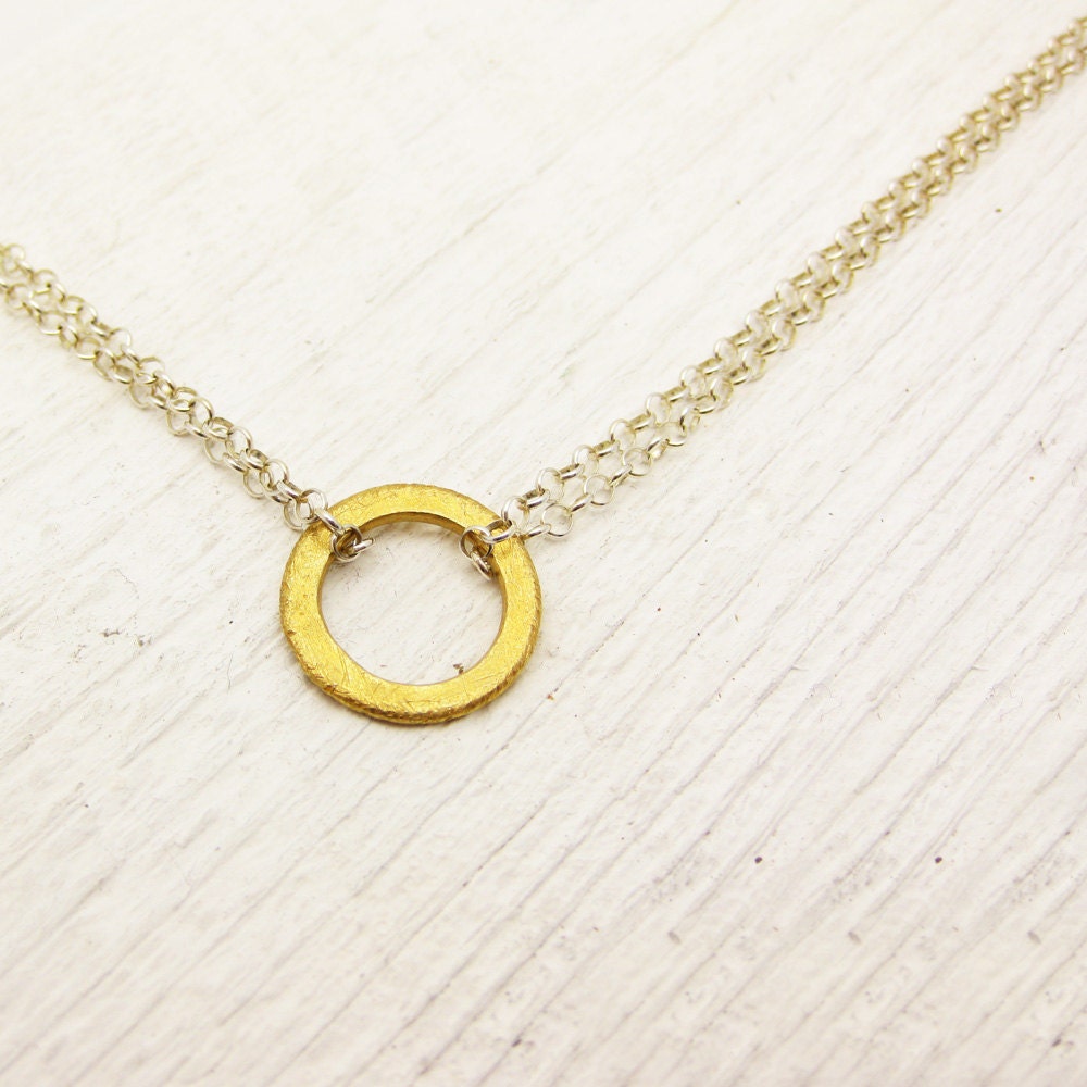 Eternal Gold Vermeil & Sterling Silver Necklace: circle eternity bridal white golden modern clean sparse geometric gold summer fashion