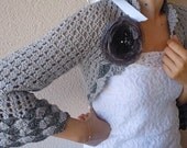Grey Shrug For Woman-For your cool summer evenings-Chic Design-2012 Trends-Grey With Anthracite-With Organza Roze