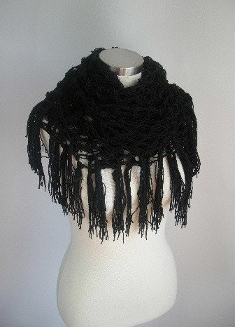 Big Big  SALE-  accesories-scarf-shawl- women-BlaCk PunCheD ShAwL(for summer evenings)