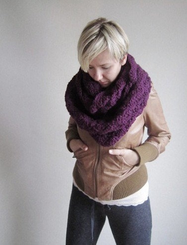 Infinity Scarf- Long Purple Neckwarmer- it's make you feel good- Scarf- Neckwarmer-