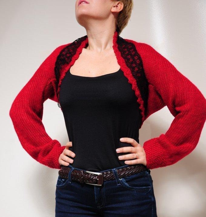 Free Shipping-Most Populer Coluor Red&Black Shrug-Hight Fall Fashion,For The Lovely Gift, Valentine's Day