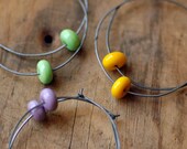 Oxidized Sterling Silver Hoops and Handmade Glass Beads - Orb Hoops
