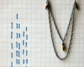 Oxidized Sterling Silver Chain and Brass Spikes - Pigeon Toe Necklace (Short)