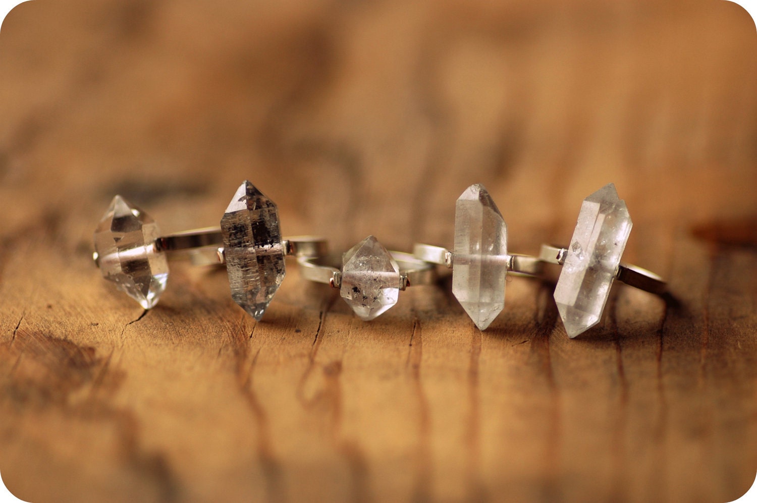 Herkimer Diamond Ring - Custom Stone, Sizing, Rivet Metal