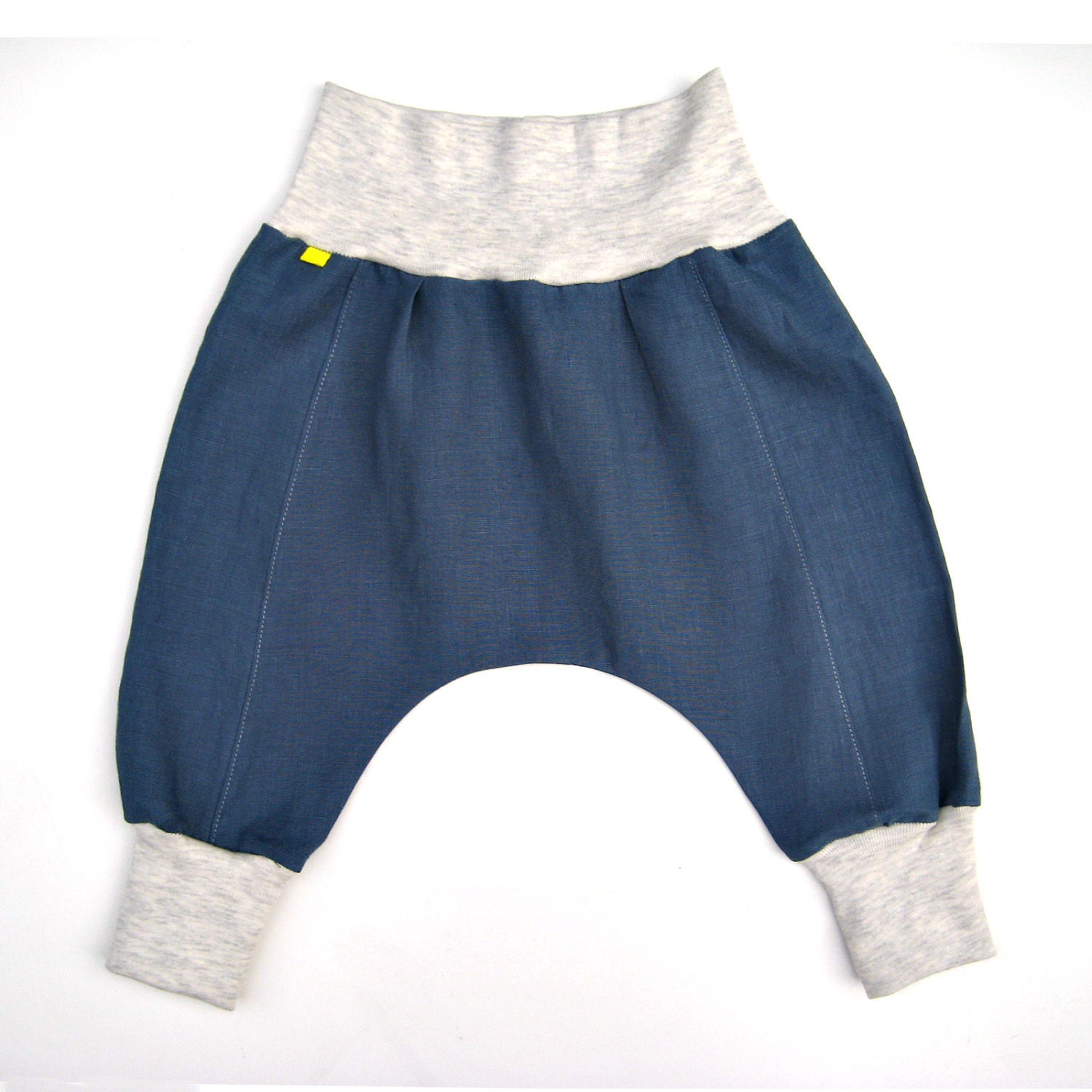 downtown aladdin pants - baby/toddler - steel blue/oatmeal heather - baby boy harem trousers