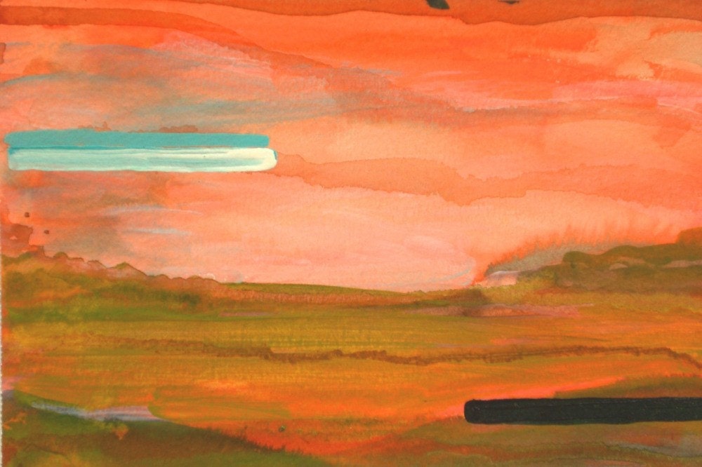 Morning Traveling, original acrylic painting, ooak 5.5x8.5 inches by Rowena Murillo