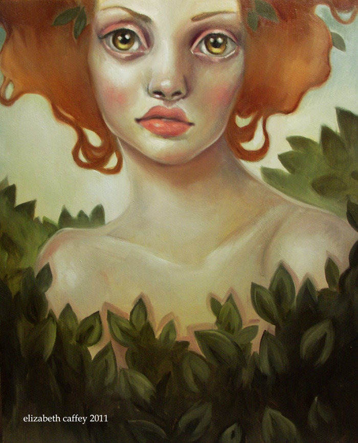 Green Lady by Elizabeth Caffey original oil painting on stretched canvas