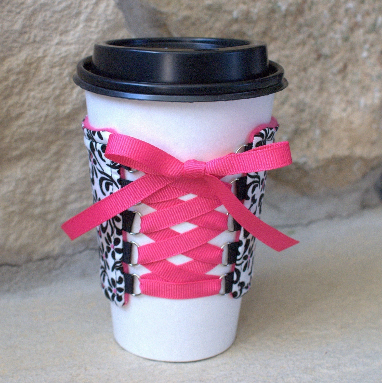 Black Spring Flowers Cuff Cover Sleeve Corset Cup