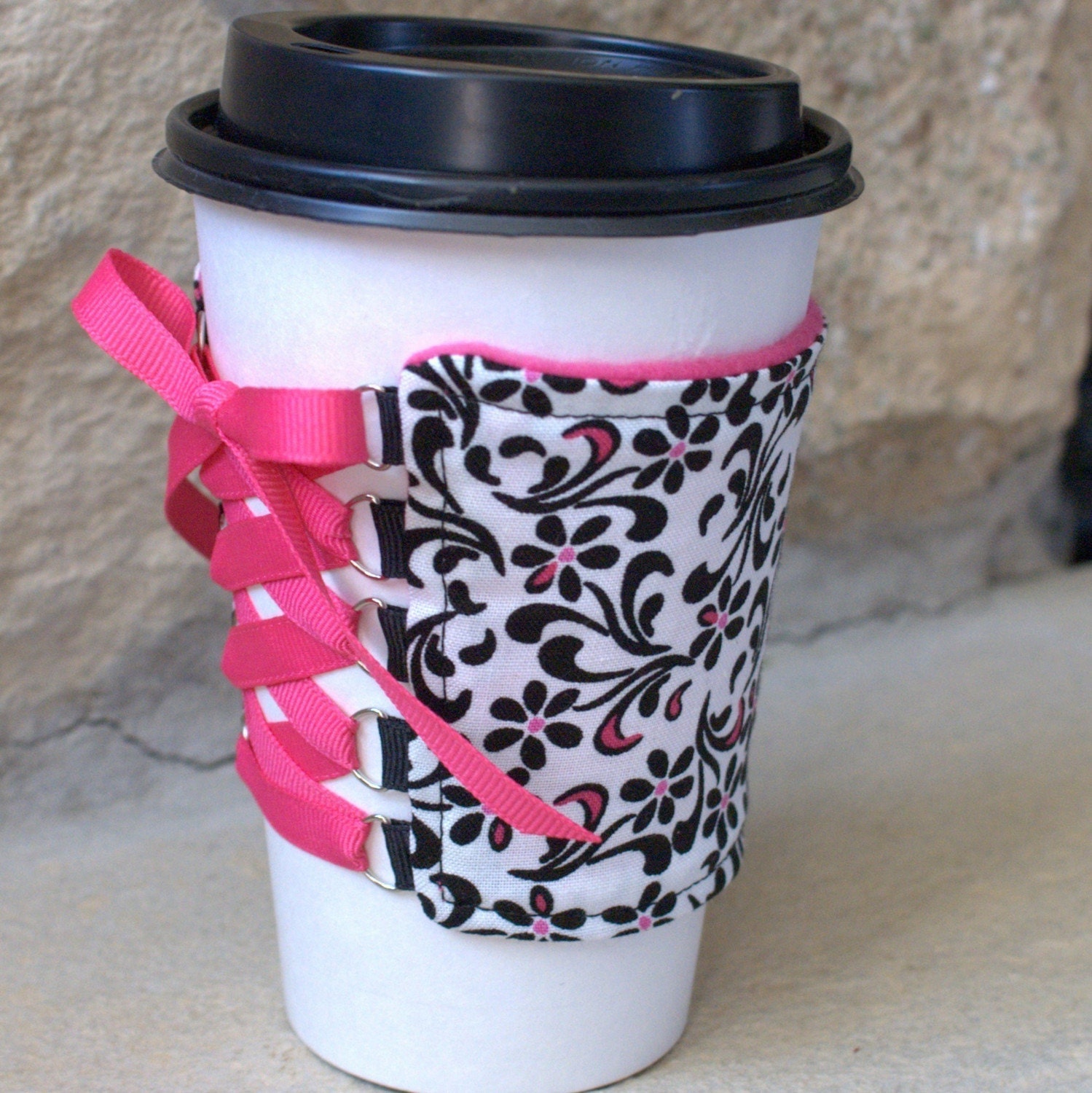 Black Spring Flowers Cuff Cover Sleeve Corset Cup
