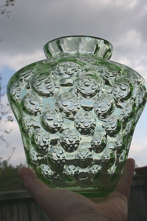 Vintage Beautiful Green Bubble Vase SALE by SmokymistGardens
