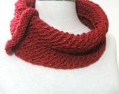 Sale Knitting  Red Cowl Hand Knitted Love Collar Scarflette Neckwarmer winter fashion. READY TO SHIPPING