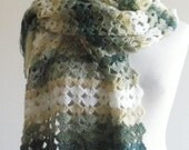 Shawl Scarf Was 80 Now 55 Turkishteam 1st.year anniversary Green Shawl Hand Crocheted Multicolor Rectangle