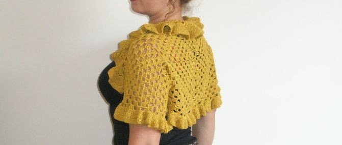 Shrug Mustard Crochet Shrug Beautiful Bolero Spring Fashion READY TO SHIPPING