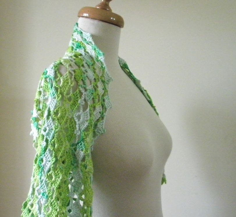 Bamboo Shrug  Green Colors Ivory Crochet  Bolero Gift For Her -  All Season Spring Fashion READY TO SHIPPING