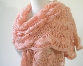 Romantic Wedding Stole Shawl Salmon Handmade Scarf Stole Wrap Wonderful  - Spring Fashion - Mother's Day - Holiday Accessories