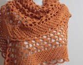 Crochet Shawl Scarf / Crochet Orange Neckwarmer / Triangle Stole, Wrap / Spring FashionCowl / Holiday Accessoires READY TO SHIPPING