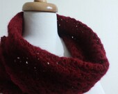 Chunky Burgundy Cowl and Gloves Crochet Winter Fashion Women Trend For Her Holiday READY TO SHIPPING
