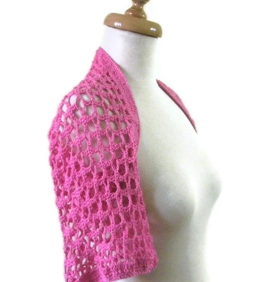 SALE Summer Sale Candy Pink Lace Shrug Handmade  Bolero New Design Spring Fashion Was 68 Now 50READY TO SHIPPING