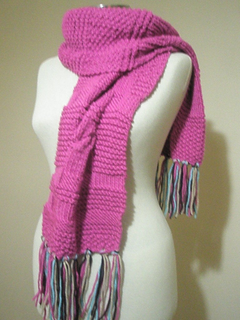 Pink Scarf Knitting Fashion READY TO SHIPPING