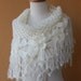 Shawl Wedding. Ivory Shawl. Crochet Shawl. TRIANGLE FLOWER FLOWERS