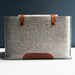13 Inch MacBook Pro Sleeve - Grey Wool Felt and Brown Leather