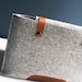 15 Inch MacBook Pro Sleeve - Grey Wool Felt with Brown Leather