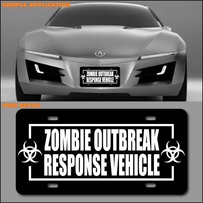 ZOMBIE RESPONSE VEHICLE Zombieland Car License Plate Decal