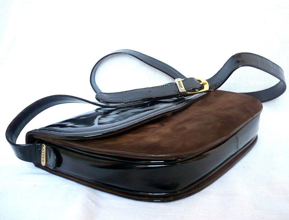 BALLY French Vintage Black and Brown  Leather Handbag/Shoulder Bag