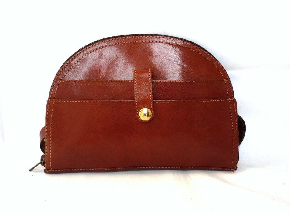 BILLIE French Vintage Brown Leather Belt Bag / Cross over Bag