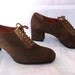 MISS BALLY French Vintage Brown Suede Lace up High Heels Oxford