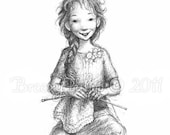 Knitting Kate - Art Print