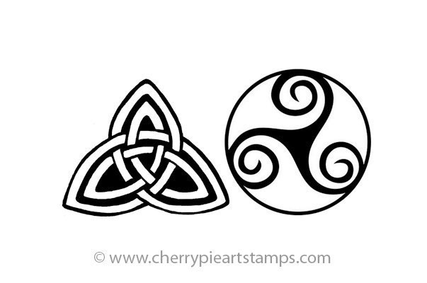 CELTIC TRIPLE KNOTS- 2 CLinG rubber StAmPs by Cherry Pie