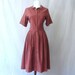 Vintage 60s Sexy Rockabilly Day Dress Red Print Button Down Short Sleeve M medium 38 bust