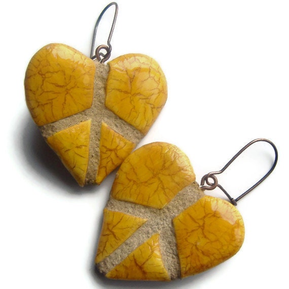 Peace Sign Heart Earrings : Reversible Mosaic Tile