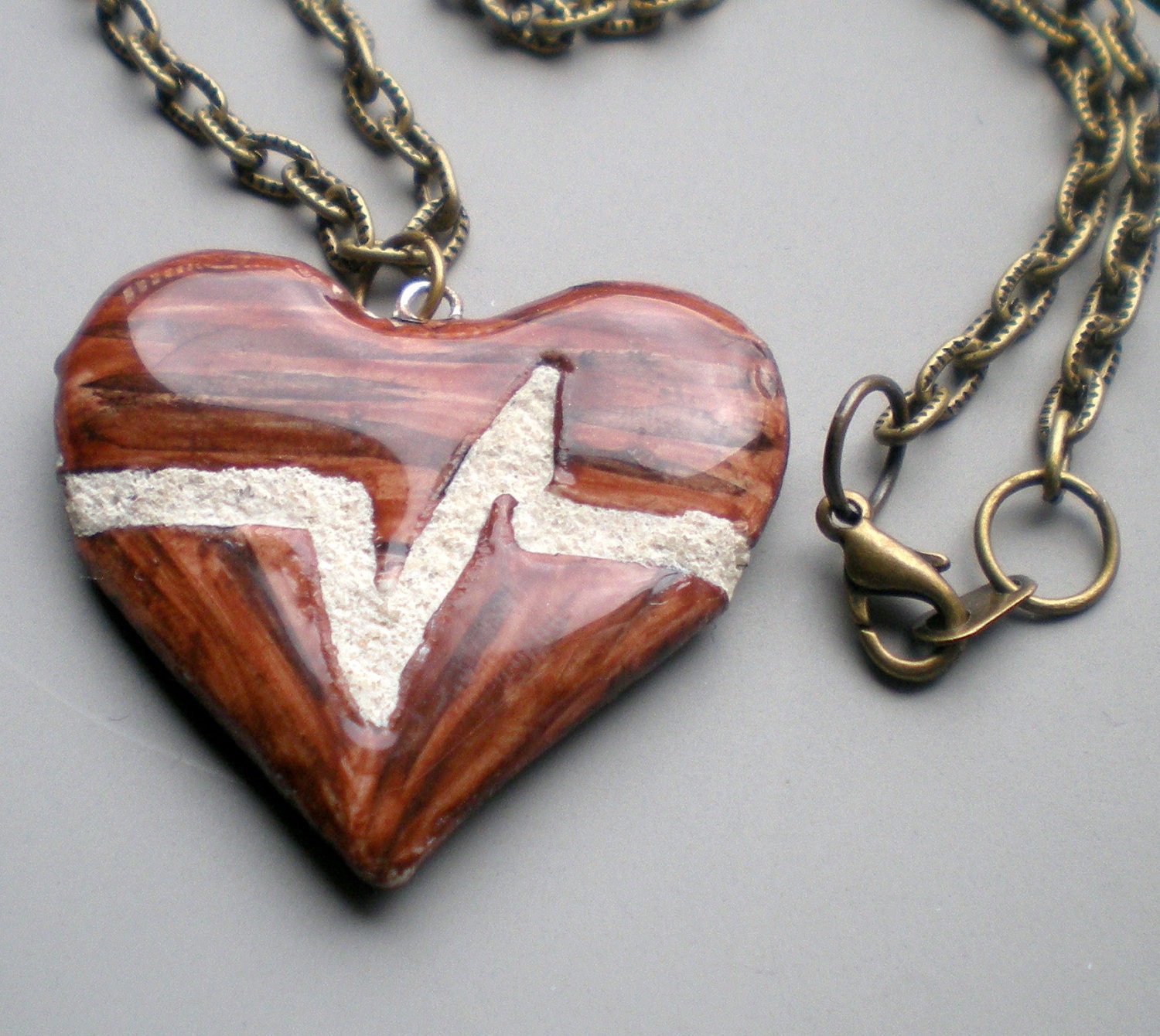 Heart Necklace :Beating Heart Mosaic Tile Reversible Necklace
