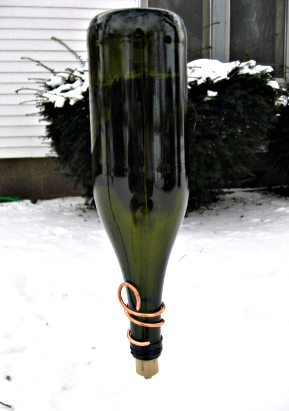 Recycled Wine Bottle Wind Chime Upside Down By GlassGaloreGal