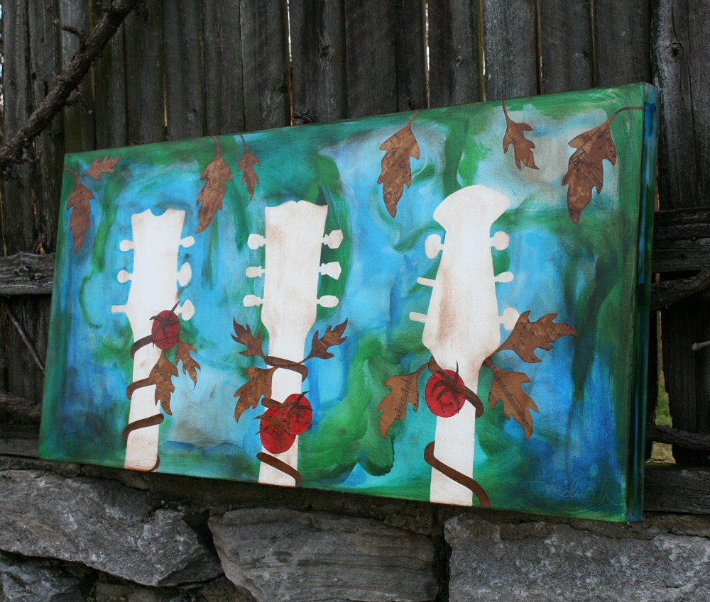 Original Art Guitar with Tomatoes