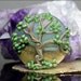 GemsInBloom Organic Brown Green Etched Tree Focal Lentil Lampwork Bead