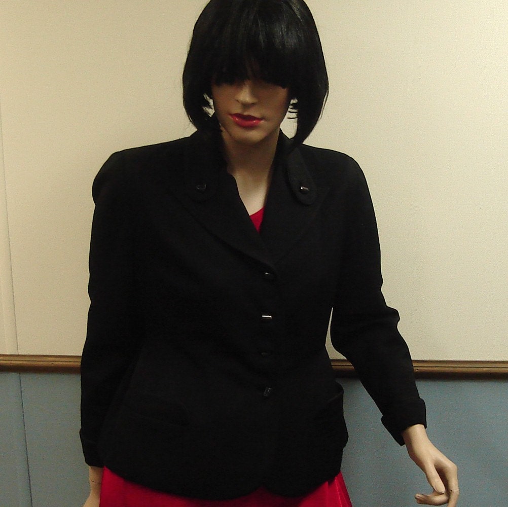 1960s Plus Size Vintage Black Suit Jacket Size 16