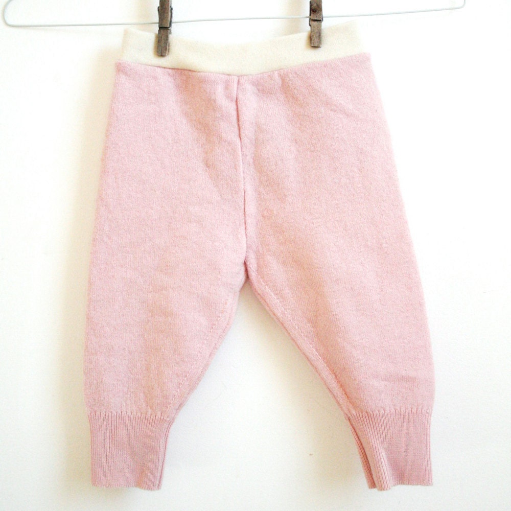 Pink and Cream Longies, Wool Cloth Diaper Cover, Wool longy, wool interlock waistband, large