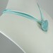 Glass Heart Necklace Aqua and White w Ribbon - Love Grows