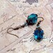 Blue Earrings - Czech Glass w Antiqued Brass - Grace
