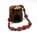 Orange Acrylic and Antiqued Brass Beaded Necklace - Moroccan Sunset