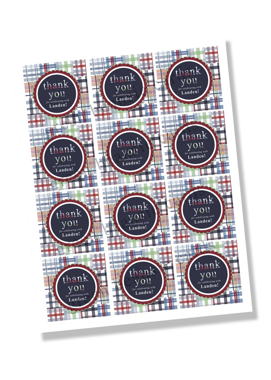 BIRTHDAY MADRAS Printable Favor Tags - Blue or Pink Il_170x135