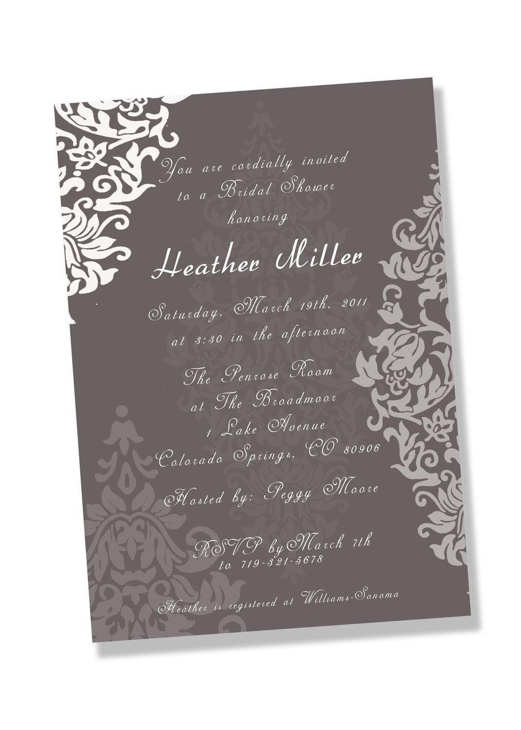 GREY FRENCH DAMASK Printable Party Invitation Il_170x135
