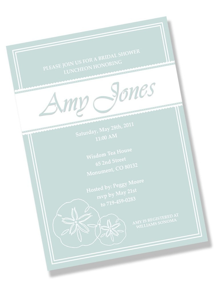 NAUTICAL SAND DOLLAR Printable Party Invitation - Turquoise and White Il_170x135