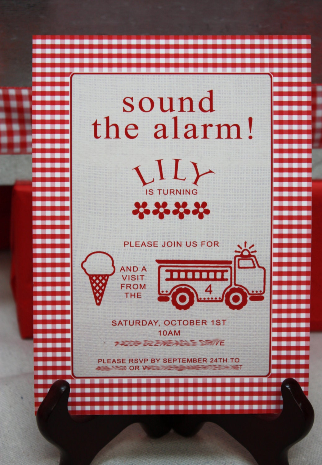 RED FIRETRUCK Printable Party Invitation - Boy or Girl Il_170x135