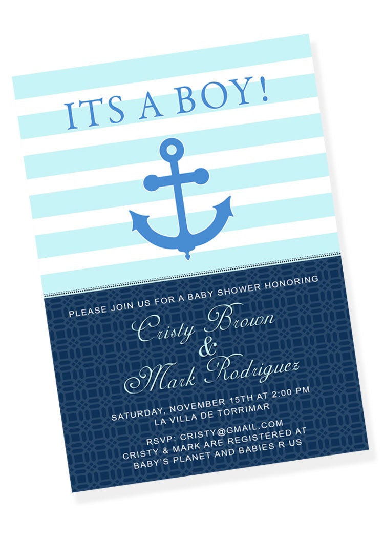 NAUTICAL ANCHOR Printable Party Invitation - Royal Blue and Turquoise Il_170x135